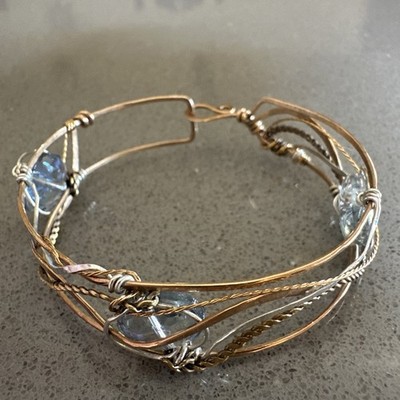 Beautiful One Of A Kind Artisan Made Wire Twisted Multi Metal Bracelet