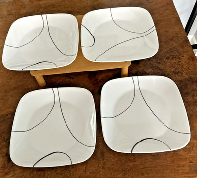 Corelle by Corning Simple Lines Square Black & White Salad Plate 9'' Diameter
