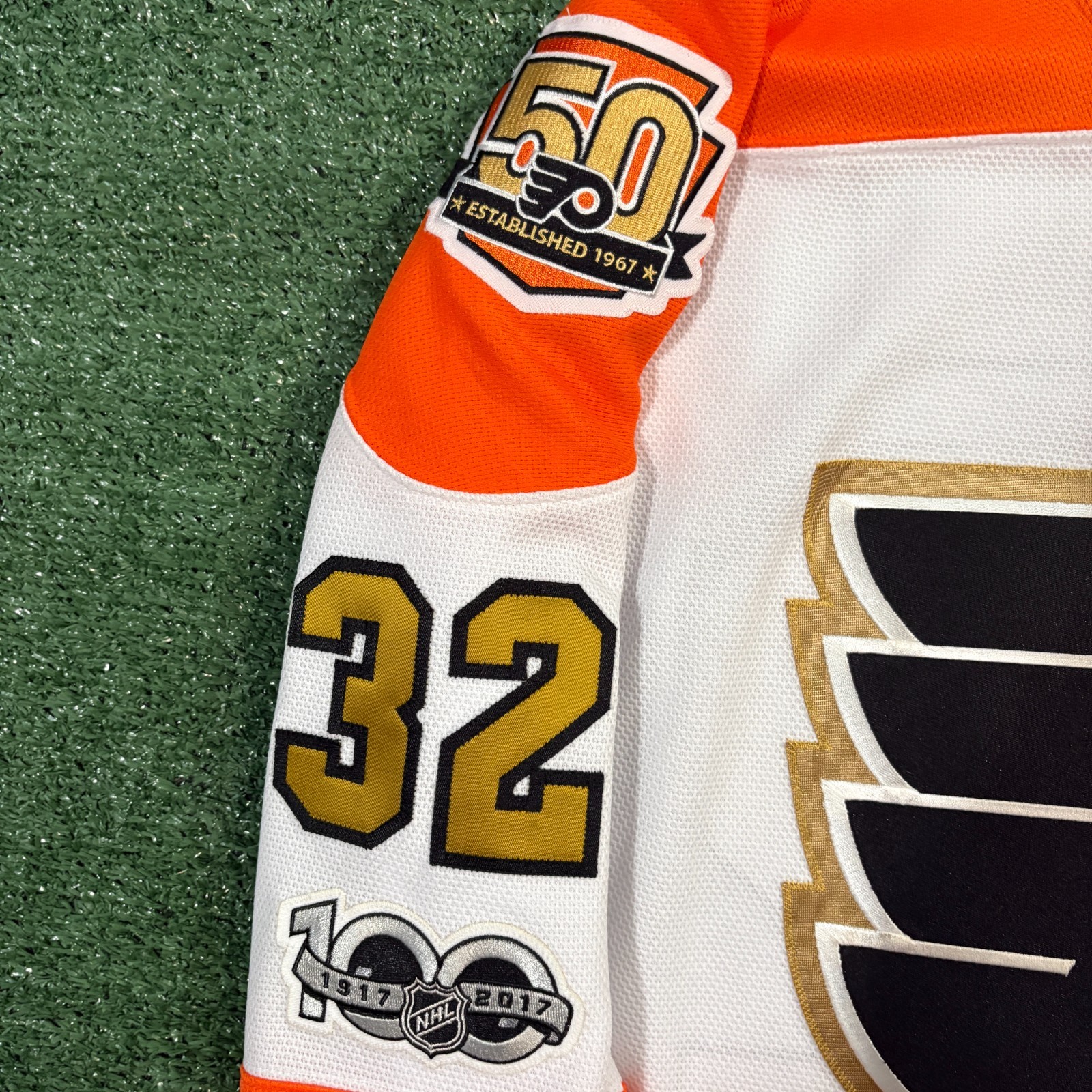 Mark Streit Philadelphia Flyers Reebok Premier Anniversary Jersey - Sz. L thumbnail 4