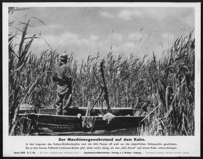 Kuban Brückenkopf MG Stand auf Kahn Lagune Russ. Soldaten - PK Foto Einsatz 1943