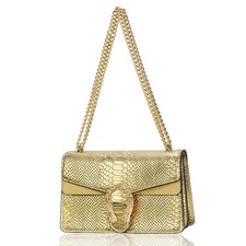 Women's Crossbody Shoulder Bag Snake Print Satchel Purse Leather Chain Clutch...