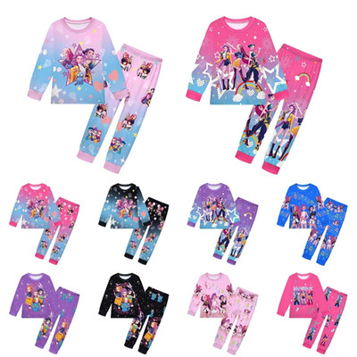 Mädchen Kpop Dämonenjäger Baumwolle Tshirt Top + Hose Set Nachtwäsche Nachtwäsche Outfits