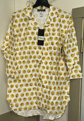 JOE BOXER Pajama Top Smiley Wink Face Emoji 100% Cotton Flannel Mens Size Medium