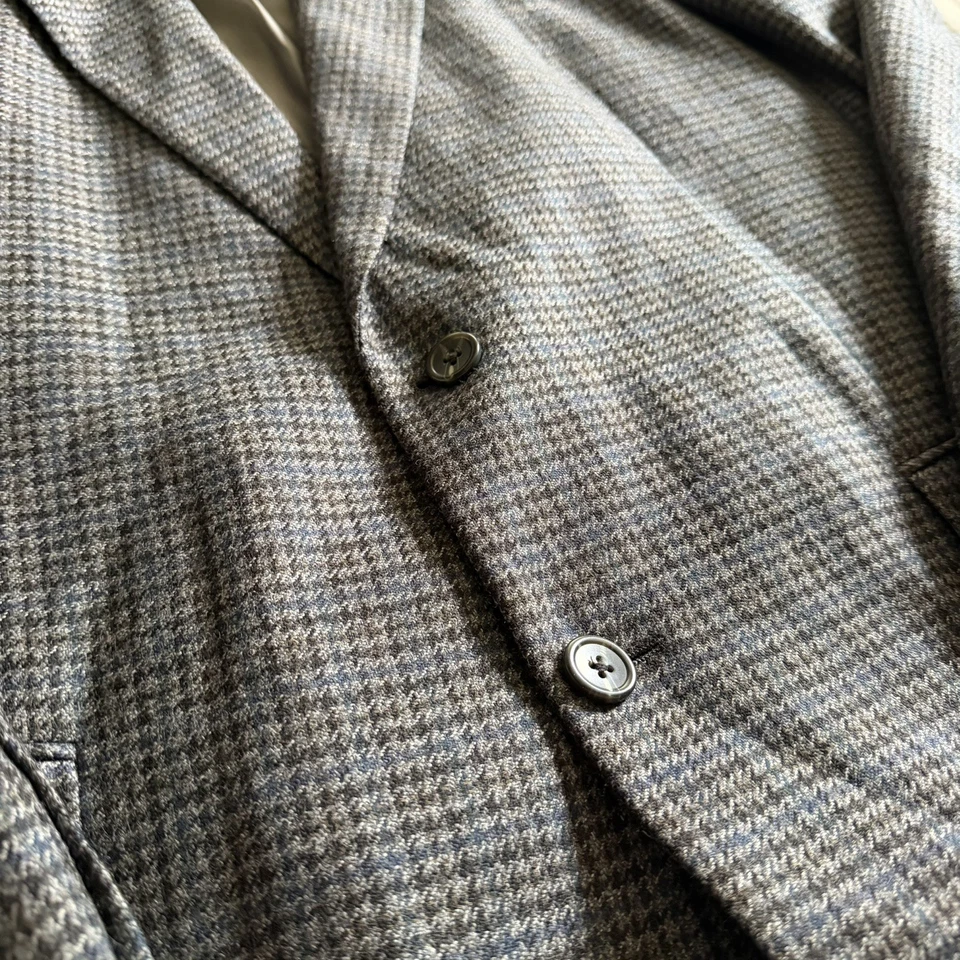 Chaps Blazer Jacket Men 44 Gray Blue Herringbone Wool Single Breasted Sport Coat - Image 3 of 4