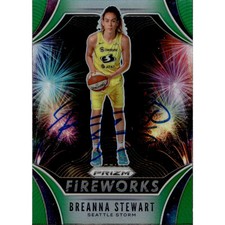 Breanna Stewart Autographed 2020 Panini Prizm Fireworks Green Prizm  (CX Auth)