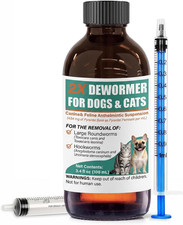 Liquid Dewormer 2X for Dogs Cats, Pyrantel Pamoate Oral Liquid for Large Round