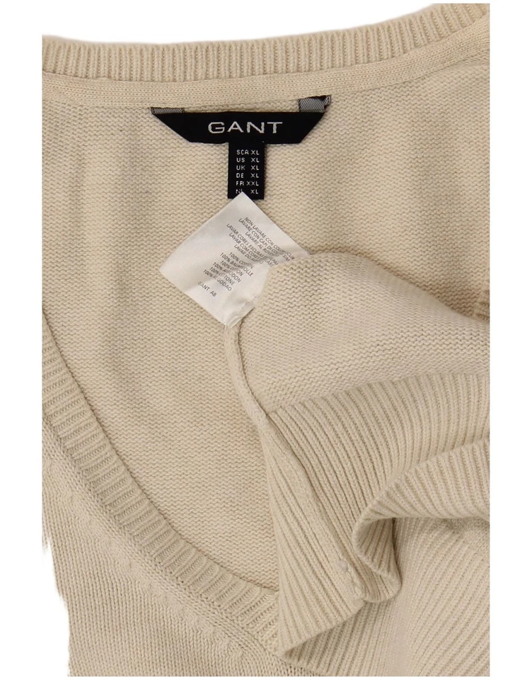 Suéter jersey cuello en V GANT para mujer Reino Unido 18 XL beige algodón AY11 Foto 3 de 3