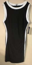 Chaps Colorblock Sheath Dress Sleeveless Knee Length Black White Women