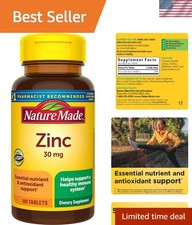 Zinc 30 mg, Dietary Supplement for Immune Health and Antioxidant Support, 100...