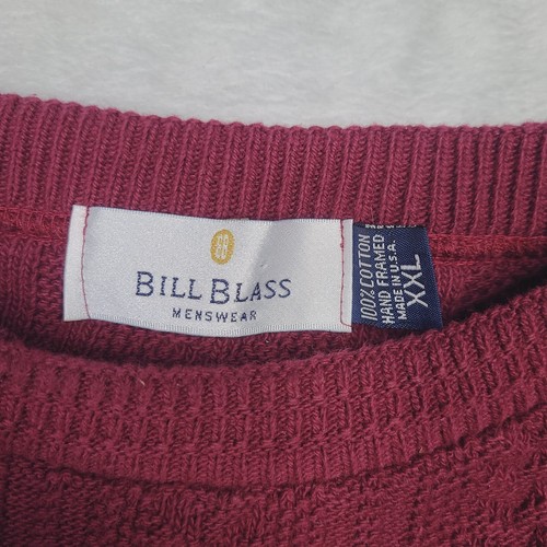 Maglione pescatore uomo vintage Bill Blass XXL incorniciato a mano made in USA rosso vino bordeaux - Foto 2 di 10
