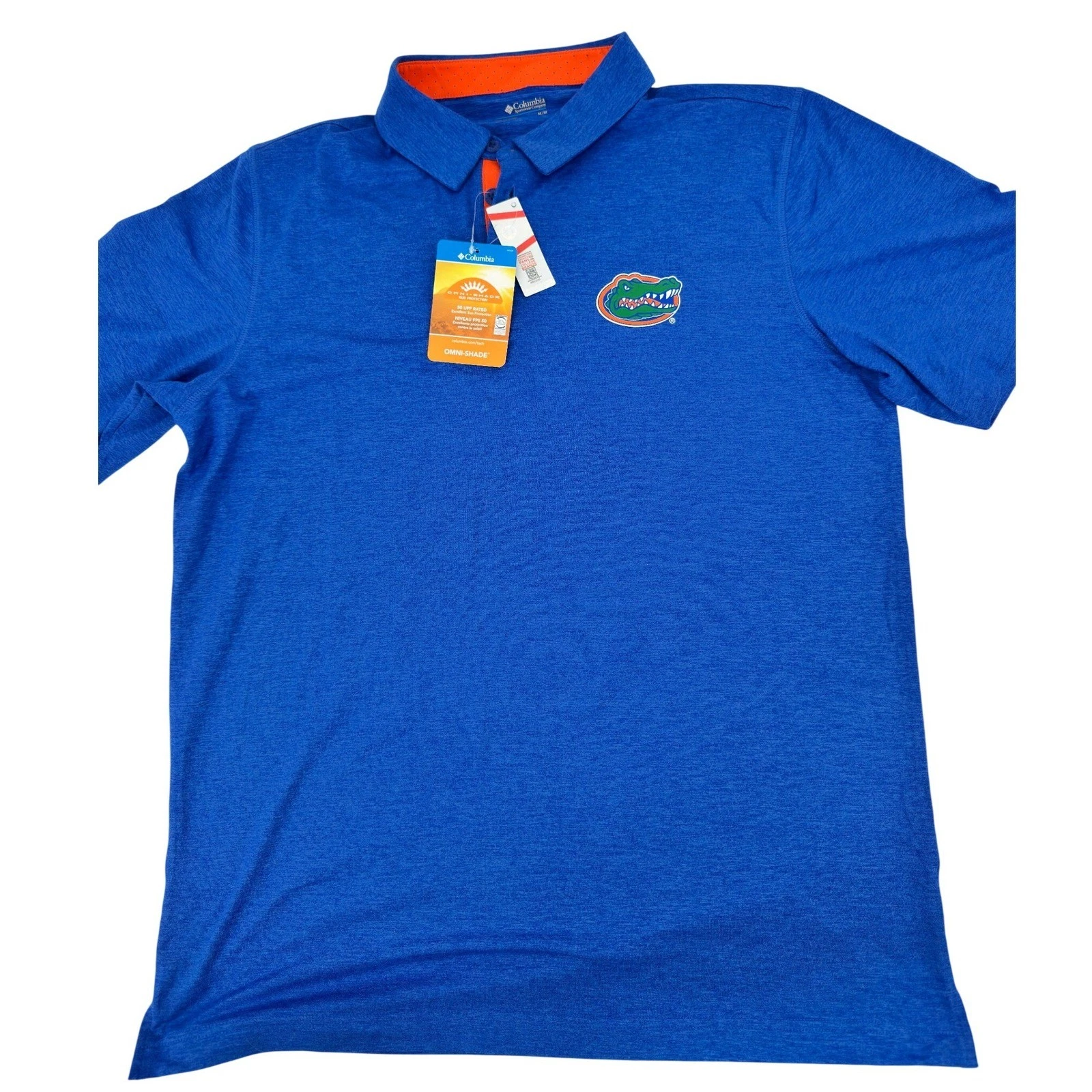 NWT Florida Gators Columbia Shirt Medium Blue Omni-Shade Performance Polo NEW