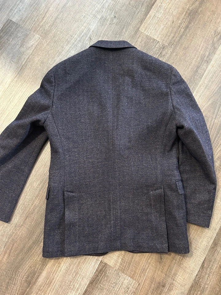 Brooks Brothers 1818 Milano blue herringbone wool jersey knit blazer jacket 40S - Image 4 of 4