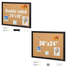 VEVOR Cork Board Bulletin Board 24x18 / 36x24 in MDF Sticker Frame Wall Mounted
