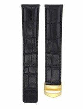 20MM LEATHER WATCH STRAP BAND CLASP FOR CARTIER TANK FRANCAISE WATCH BLACK GOLD