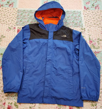 The North Face Boys Hooded Rain Jacket HyVent Mesh Lining Blue Black Size 14/16