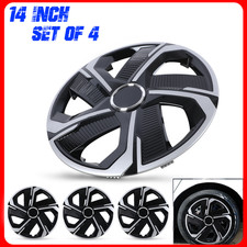 14 Universal Wheel Covers Hubcaps - Silver Black - Snap On With Retention Rings