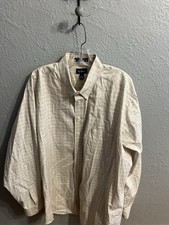 Paul Fredrick Mens Brown White Plaid Size 18 38 Long Sleeve Button Up Shirt