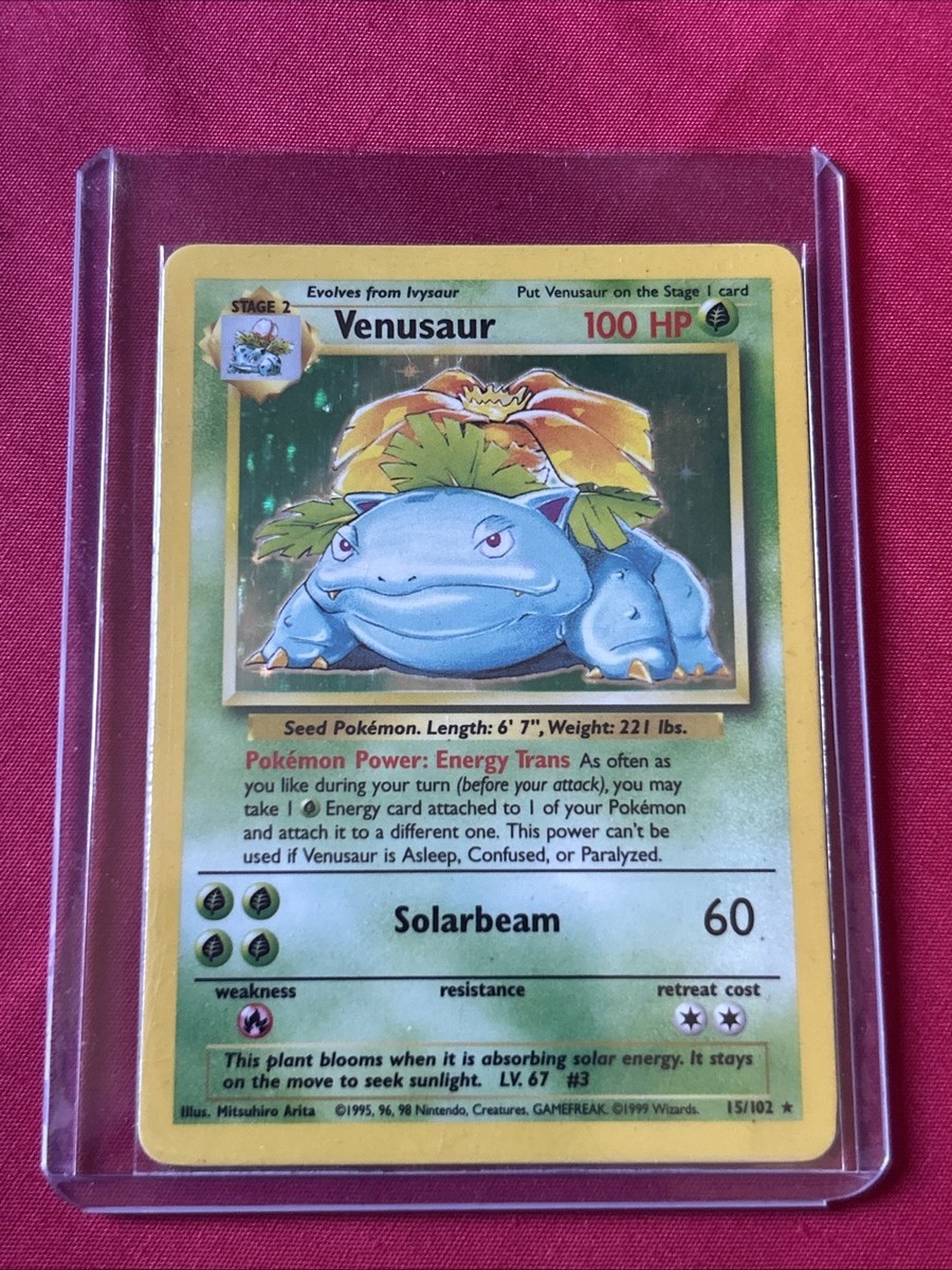 Venusaur 15/102 Base Set Holo Shiny Card Excellent Condition