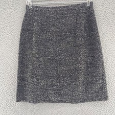 Talbots Skirt Women 8 Petite Vintage Gray Wool Blend Boucl Above Knee Straight