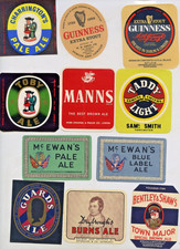 VINT.UNUSED x11 BRITISH BEER ALE LABELS GUINNESS TOBY ALE McNEWAN BURNS ALE N917