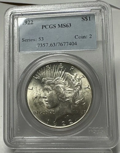 1922 Peace Dollar $1 PCGS MS63