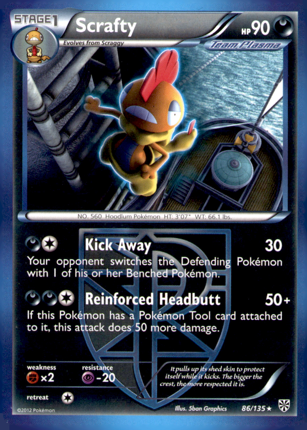 Scrafty (Team Plasma) Rare Plasma Storm 86/135 LP