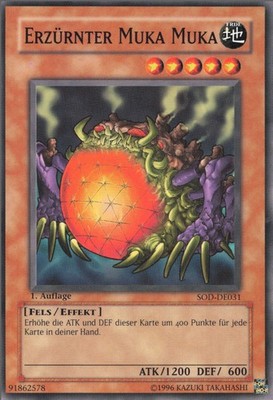YuGiOh Erzürnter Muka Muka SOD-DE031 Common NM 1st