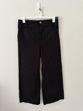 Anthropologie Maeve The Colette Wide Leg Crop Pants Size 32 Tall Black Soft