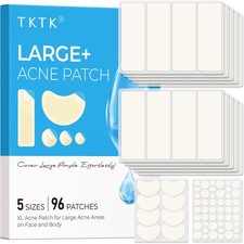 TKTK Pimple Patches, XL Hydrocolloid Patches for Face 60 x 5 Sizes 96 Count