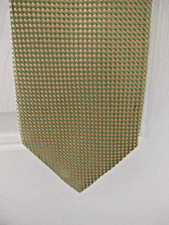 Classic Burberry London Gold w/Green Diamond Check Silk Neck Tie 58"