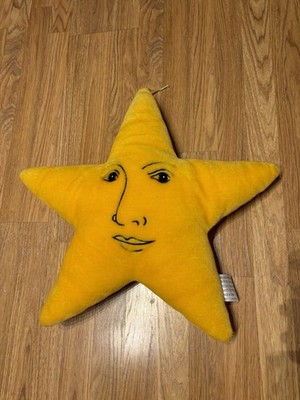 Vintage Salamander Graphix Celestial Yellow Star Face Pillow 19'' 