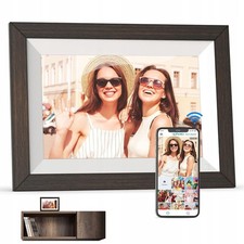 10" Digital Photo Frame Wifi Wood Touchscreen 16GB App Music Movies HD