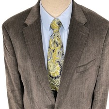 CHAPS Blazer Mens 46L Taupe Corduroy Herringbone Two Button Sport Coat Jacket