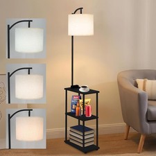 Floor Lamp with Table, Narrow Side Table with USB-A/USB-C Charging Station and A