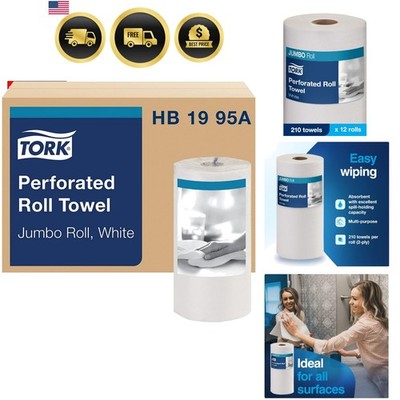 Universal Perforated Towel Roll, Two-Ply, 11 x 9, White, 210/Roll