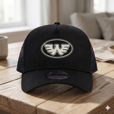 Waylon Jennings Logo Embroidered Trucker Hat Black Mesh Cap Adjustable Snapback