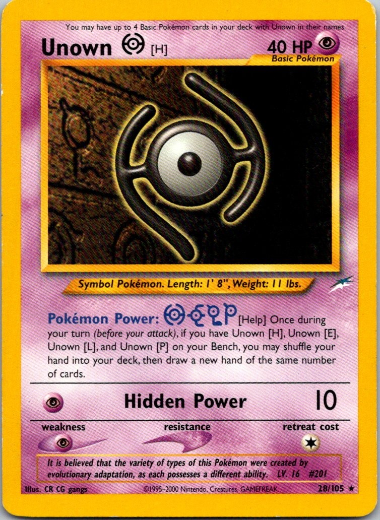 Unown [H] 28/105 Neo Destiny Pokemon TCG Unlimited R MP