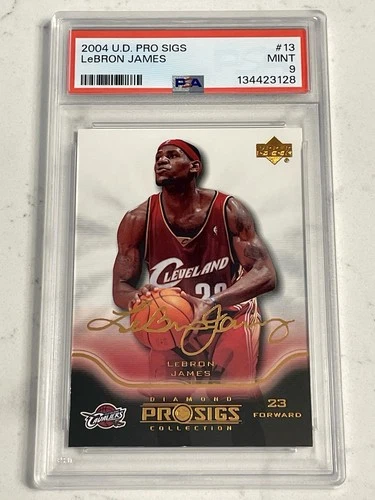 2004 - 05 UPPER DECK DIAMOND PRO SIGS #13 LeBRON JAMES CAVALIERS PSA 9 MINT CARD