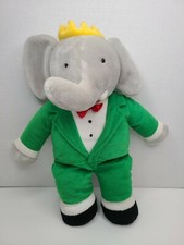 Dakin plush Babar elephant green suit/red tie vintage 17