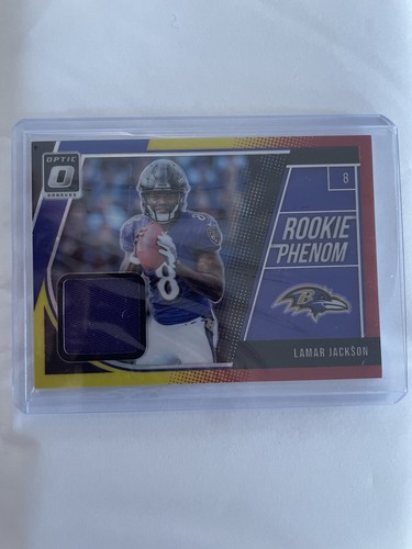 Lamar Jackson 2018 Panini Donruss Optic Rookie Phenom Red Yellow Jersey Relic - Picture 2 of 3