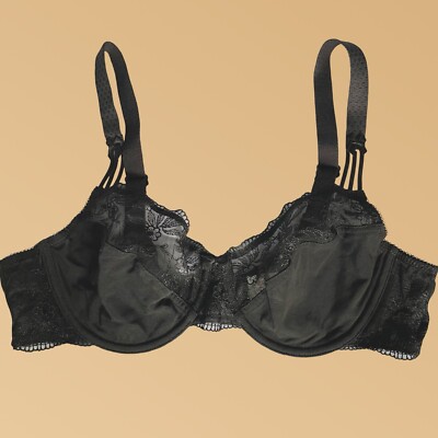 Nuance Women s Bra Size 38B Demi Cup Black Floral Lace Underwire Lingerie EUC