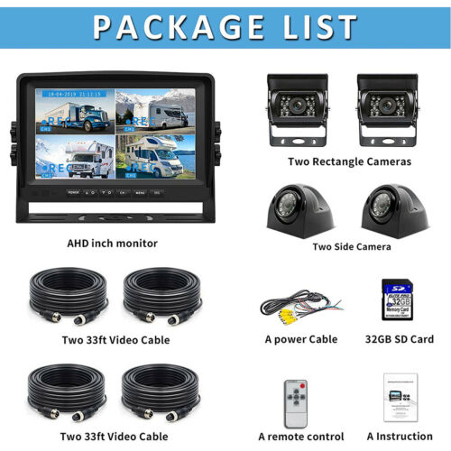 9" QUAD SPLIT MONITOR SCREEN 4x REAR VIEW BACKUP CCD CAMERA SYSTEM FOR TRUCK AU - Picture 11 of 12
