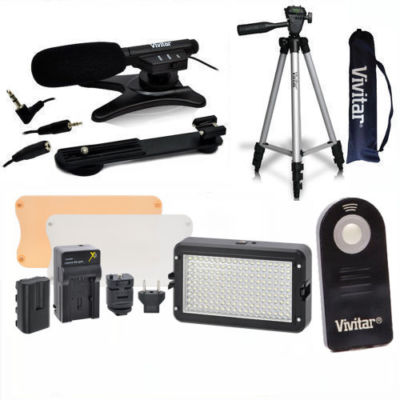 50'' TRIPOD + MICROPHONE +160 LED HD LIGHT FOR CANON EOS REBEL T5 T6 T3I T4 T7