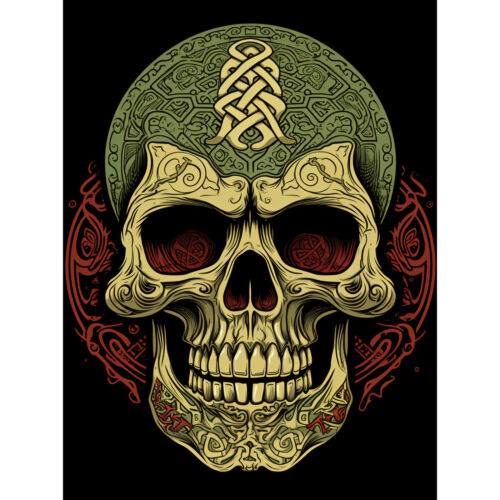 Skull Celtic Design Tattoo Rockabilly 50s Canvas Poster Print Picture Wall Art - Picture 1 of 6