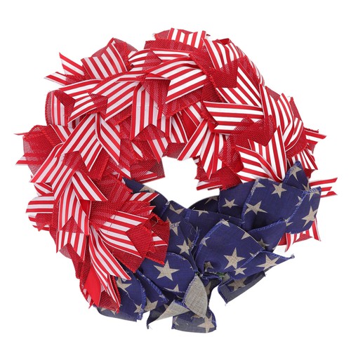 Independence Day Wreath Cloth Fabrics Door Wall Hanging Sign Wreath Patriotic - Picture 6 of 12