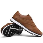 Professional Men Golfing Sneaker Brown Leather Waterproof Outdoor Training Shoes