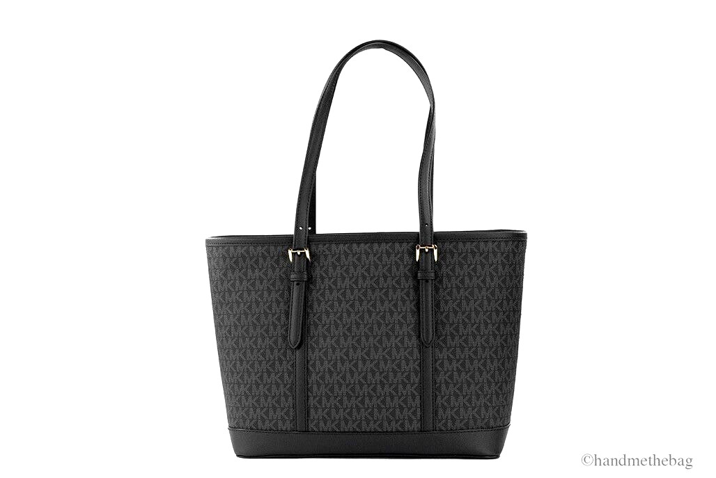 Michael Kors Jet Set Travel Small Black PVC Shoulder Tote Handbag  