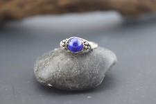 Lapis Lazuli Silver Wire Wrap Bead Ring