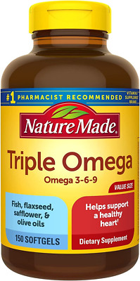 Triple Omega 3 6 9 - Fish Oil Ethyl Esters and Plant-Based Oils - Healthy Heart