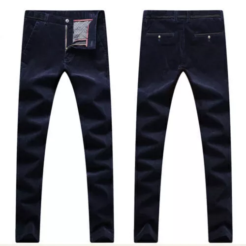 Men's Pants Corduroy Pants Trousers Slim Fit Casual Stretch Classic Black Brown@ - Picture 9 of 26